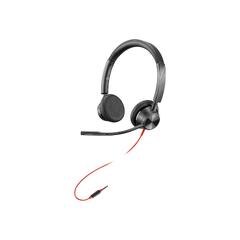 Poly Blackwire 3225 - 3300 Series - hodesett on-ear - kablet - aktiv støydemping - USB, 3,5 mm jakk - svart - Skype Certified, Avaya Certified, Cisco Jabber Certified
