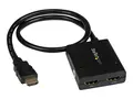 StarTech.com HDMI Cable Splitter - 2 Port 4K 30Hz - Powered - HDMI Audio / Video Splitter - 1 in 2 Out - HDMI 1.4 - Video/lyd-splitter - 2 x HDMI - stasjon&#230;r - for P/N: ST121SHD50, SVA5M3NEUA