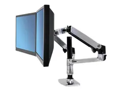 Ergotron LX - Monteringssett (skrivebordsklemmemontering, kausemontering, stang, 2 leddarmer, 2 utvidelsesbraketter, notebook-bakke) for 2 LCD-skjermer eller LCD-skjerm og notebook - polert aluminium - skjermst&#248;rrelse: inntil 24&quot; - skrivebord