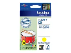 Brother LC22UY - XL - gul - original - blekkpatron for Brother DCP-J785DW, DCP-J785DWXL, MFC-J985DW; INKvestment Work Smart MFC-J985DW