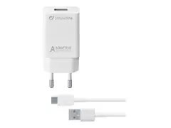 Cellular Line Adaptive Fast Charger Kit - Str&#248;madapter 15 watt (USB) - p&#229; kabel: USB-C - hvit