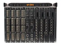 HPE Aruba 8400 8-slot Chassis - Switch 32 x 10 Gigabit Ethernet + 6 x 40 Gigabit / 100 Gigabit QSFP28 - rackmonterbar - med 2x 8400X FabricModules, 1x Management Module, 1x 32-port 10G Module, 1x 6-port 40/100G Module