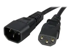 StarTech.com 1m (3ft) Power Extension Cord, C14 to C13, 10A 125V, 18AWG, Black Computer Power Cord Extension, Power Supply Extension Cable, IEC-320-C14 to IEC-320-C13 AC Power Cable UL Listed - Str&#248;mforlengelseskabel - power IEC 60320 C13 til IEC 60320 C14 - 1 m - svart