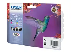 Epson T0807 Multipack - Svart, gul, cyan, magenta, lys magenta, lys cyan original - bl&#230;re med RF/lyd-alarm - blekkpatron - for Stylus Photo P50, PX650, PX660, PX700, PX710, PX720, PX730, PX800, PX810, PX820, PX830