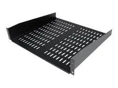 StarTech.com 1U Server Rack Shelf, 2U 16in Universal Fixed Vented Network Rack Shelf/Cantilever Tray for 19&quot; AV/Data/Network Equipment Enclosure w/Cage Nuts &amp; Screws, 50lbs Weight Cap. 2U Network Rack Shelf (CABSHELFV) - Rack-hylle - svart - 2U - 19&quot; - for P/N: RK12OD2, RK2537BKM, RK3236BKF, RK4236BKB, RK4242BK24, RK4242BK30, RKQMCAB12V2