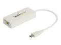 StarTech.com USB C to Gigabit Ethernet Adapter with USB A Port, White 1Gbps NIC USB 3.0/USB 3.1 Type C Network Adapter, 1GbE USB-C RJ45/LAN TB3 Compatible Windows MacBook Pro Chromebook USB C to Ethernet (US1GC301AUW) - Nettverksadapter - USB-C - Gigabit Ethernet + USB 3.1 Gen 2 - hvit