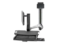 Ergotron SV Combo System with Worksurface &amp; Pan, Small CPU Holder monteringssett Lift and Pivot - for LCD-skjerm / tastatur / mus / strekkodeskanner / CPU - polert aluminium