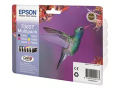 Epson T0807 Multipack - 6-pack - 44.4 ml svart, gul, cyan, magenta, lys magenta, lys cyan - original - blister - blekkpatron - for Stylus Photo P50, PX650, PX660, PX700, PX710, PX720, PX730, PX800, PX810, PX820, PX830