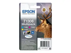 Epson T1306 Multipack - 3-pack 30.3 ml - XL - gul, cyan, magenta - original - bl&#230;re med RF/lyd-alarm - blekkpatron - for Stylus Office BX630, BX635, BX935; WorkForce WF-3010, 3520, 3530, 3540, 7015, 7515, 7525