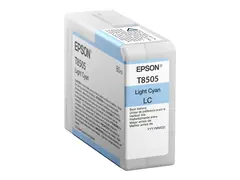 Epson T8505 - 80 ml - lys cyan original - blekkpatron - for SureColor P800, P800 Designer Edition, SC-P800