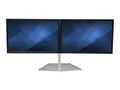 StarTech.com Dual Monitor Stand, Ergonomic Free Standing Dual Monitor Desktop Stand for two 24&quot; VESA Mount Displays, Synchronized Height Adjustable, Double Monitor Pole Mount, Silver Double Monitor Holder (ARMDUOSS) - Stativ - for 2 skjermer - plastikk, aluminium, st&#229;l - svart, s&#248;lv - skjermst&#248;rrelse: 24&quot; - skrivebord