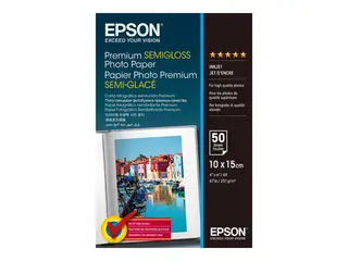 Epson Premium Semigloss Photo Paper - Halvblank 100 x 150 mm - 251 g/m&#178; - 50 ark fotopapir - for EcoTank ET-2750, 2751, 2756, 2850, 2851, 2856, 4750, 4850; Expression Home HD XP-15000