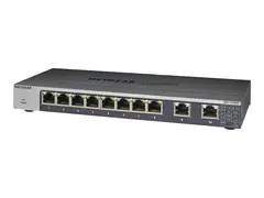 NETGEAR GS110MX - Switch - ikke-styrt 8 x 1000Base-T + 2 x 100/1000/2,5 G/5 G/10 G (opplink) - stasjon&#230;r, rackmonterbar, veggmonterbar - DC-str&#248;m