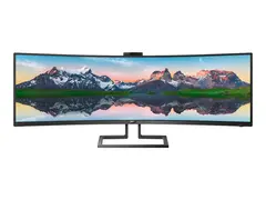 Philips Brilliance P-line 499P9H LED-skjerm - kurvet - 49&quot; (48.8&quot; synlig) - 5120 x 1440 Dual Quad HD @ 60 Hz - VA - 450 cd/m&#178; - 3000:1 - DisplayHDR 400 - 5 ms - 2xHDMI, DisplayPort, USB-C - h&#248;yttalere - teksturert svart