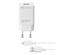 Cellular Line Adaptive Fast Charger Kit - Str&#248;madapter 15 watt (USB) - p&#229; kabel: Micro-USB - hvit