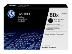 HP 80x - 2-pack - H&#248;y ytelse - svart - original LaserJet - tonerpatron (CF280XD) - for LaserJet Pro 400 M401, MFP M425