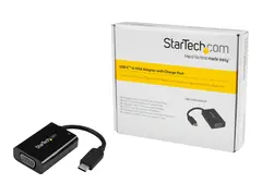 StarTech.com USB C to VGA Adapter with Power Delivery, 1080p USB Type-C to VGA Monitor Video Converter with Charging, 60W PD Pass-Through, Thunderbolt 3 Compatible Projector Adapter, Black USB-C to Analog VGA (CDP2VGAUCP) - USB/VGA-adapter - 24 pin USB-C (hann) til HD-15 (VGA), USB-C (kun str&#248;m) (hunn) - Displayport 1.2/Thunderbolt 3 - 15 m - 2048 x 1280-st&#248;tte 60 Hz, USB Power Delivery (60W) - svart