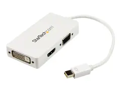 StarTech.com Travel A/V Adapter: 3-in-1 Mini DisplayPort to VGA DVI or HDMI Converter White (MDP2VGDVHDW) - Videokonverter - DisplayPort - DVI, HDMI, VGA - hvit - for Apple MacBook Air