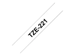 Brother TZe-221 - Selv-adhesiv - svart p&#229; hvitt Rull (0,9 cm x 8 m) 1 kassett(er) laminert teip - for Brother PT-D210, D600, H110, P750, P950; P-Touch PT-E310, E550; P-Touch Cube PT-P300, P910