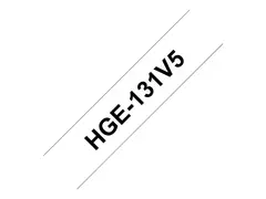 Brother HGE-131V5 - Svart p&#229; blank - Rull (1,2 cm x 8 m) 5 kassett(er) laminert teip for P-Touch PT-9500pc, PT-9700PC, PT-9800PCN; P-Touch R RL-700S