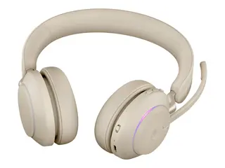 Jabra Evolve2 65 MS Stereo - Hodesett on-ear - Bluetooth - tr&#229;dl&#248;s - USB-C - lydisolerende - beige - Certified for Microsoft Teams