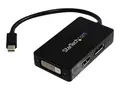 StarTech.com Travel A/V adapter 3-in-1 Mini DisplayPort to DisplayPort DVI or HDMI converter (MDP2DPDVHD) - Video adapter - Mini DisplayPort hann til DVI-D, HDMI, DisplayPort hunn - 15 cm - svart