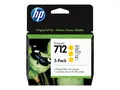 HP 712 - 3-pack - 29 ml - gul - original DesignJet - blekkpatron - for DesignJet Studio, T210, T230, T250, T630, T650