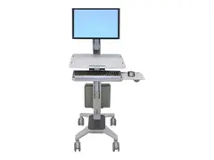 Ergotron WorkFit-C Single LD Sit-Stand Workstation Vogn - for LCD-skjerm / PC-utstyr - gr&#229; - skjermst&#248;rrelse: inntil 30&quot;