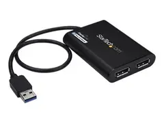 StarTech.com USB 3.0 to Dual DisplayPort Adapter 4K 60Hz, DisplayLink Certified, Video Converter with External Graphics Card Mac &amp; PC (USB32DP24K60) - DisplayPort-adapter - USB-type A (hann) til DisplayPort (hunn) - USB 3.0 - 30 cm - 4 K 60 Hz (4096 x 2160) st&#248;tte - svart