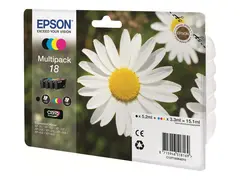 Epson 18 Multipack - 4-pack - 15.1 ml svart, gul, cyan, magenta - original - blekkpatron - for Expression Home XP-212, 215, 225, 312, 315, 322, 325, 412, 415, 422, 425