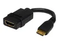 StarTech.com 5in Mini HDMI to HDMI Adapter, 4K High Speed HDMI Adapter, 4K 30Hz Ultra HD High Speed HDMI Adapter, HDMI 1.4, Gold Plated Connectors, UHD Mini HDMI Adapter 4K, Black Mini HDMI to HDMI Converter - HDMI-adapter - HDMI hunn til 19 pin mini HDMI Type C hann - 1.3 cm - skjermet - svart - for P/N: HDMM30CM