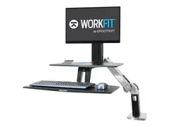 Ergotron WorkFit-A Single LD Workstation With Suspended Keyboard St&#229;ende skrivebordomformer - polert aluminium, svart