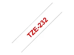 Brother TZe-232 - Standardklebemiddel r&#248;dt p&#229; hvitt - Rull (1,2 cm x 8 m) 1 kassett(er) laminert teip - for Brother PT-P750, P950; P-Touch PT-D210, D800, E310, P900, P950; P-Touch Cube Plus PT-P710