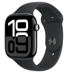 Apple Watch Series 10 GPS + Cellular 46mm Jet Black Aluminium Case with Black Sport Band S/M