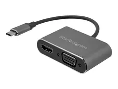 StarTech.com USB-C to VGA and HDMI Adapter 2-in-1 - 4K 30Hz - Space Grey - Windows &amp; Mac Compatible (CDP2HDVGA) - Ekstern videoadapter - IT6222 - USB-C - HDMI, VGA - romgr&#229;