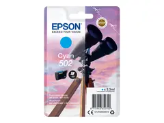 Epson 502 - 3.3 ml - cyan - original bl&#230;re med RF/lyd-alarm - blekkpatron - for Expression Home XP-5100, XP-5150; WorkForce WF-2860, WF-2865DWF, WF-2880DWF, WF-2885DWF