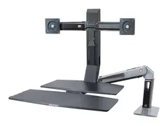 Ergotron WorkFit-A Dual Workstation With Worksurface St&#229;ende skrivebordomformer - polert aluminium, svart