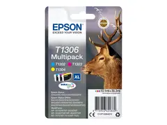 Epson T1306 Multipack - 3-pack 30.3 ml - XL - gul, cyan, magenta - original - blekkpatron - for Stylus Office BX630, BX635, BX935; WorkForce WF-3010, 3520, 3530, 3540, 7015, 7515, 7525