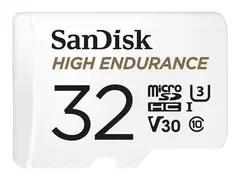 SanDisk High Endurance - Flashminnekort (microSDHC til SD-adapter inkludert) 32 GB - Video Class V30 / UHS-I U3 / Class10 - microSDHC UHS-I