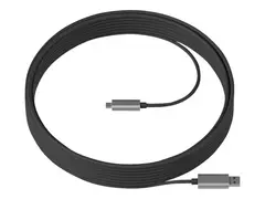 Logitech Strong - USB-kabel - USB-type A (hann) til 24 pin USB-C (hann) USB 3.1 - 10 m - Active Optical Cable (AOC), plenum - for Room Solution Huddle, Large