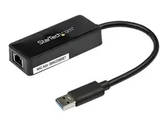 StarTech.com USB 3.0 Ethernet Adapter - USB 3.0 Network Adapter NIC with USB Port USB to RJ45 - USB Passthrough (USB31000SPTB) - Nettverksadapter - USB 3.0 - Gigabit Ethernet - svart - for P/N: TB33A1C