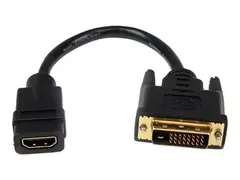 StarTech.com 8in HDMI to DVI-D Video Cable Adapter HDMI Female to DVI Male - HDMI to DVI Dongle Adapter Cable (HDDVIFM8IN) - Video adapter - HDMI hunn til DVI-D hann - 20.32 cm - skjermet - svart - for P/N: CDP2HDMM2MB, DP2HDMM2MB, HDDVIMM3, HDMM1MP, HDMM2MP, HDMM3MP, HDPMM50, MDP2HDMM2MB