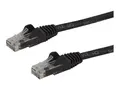 StarTech.com 15m CAT6 Ethernet Cable, 10 Gigabit Snagless RJ45 650MHz 100W PoE Patch Cord, CAT 6 10GbE UTP Network Cable w/Strain Relief, Black, Fluke Tested/Wiring is UL Certified/TIA Category 6 - 24AWG (N6PATC15MBK) - Koblingskabel - RJ-45 (hann) til RJ-45 (hann) - 15 m - UTP - CAT 6 - formst&#248;pt, uten hindringer - svart