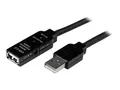 StarTech.com 10m USB 2.0 Active Extension Cable M/F 10 meter USB 2.0 Repeater / Extender Cable USB A (M) to USB A (F) 10 m Black - 3 ft (USB2AAEXT10M) - USB-forlengelseskabel - USB til USB - 10 m