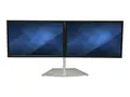 StarTech.com Dual Monitor Stand, Ergonomic Free Standing Dual Monitor Desktop Stand for two 24&quot; VESA Mount Displays, Synchronized Height Adjustable, Double Monitor Pole Mount, Silver Double Monitor Holder (ARMDUOSS) - Stativ - for 2 skjermer - plastikk, aluminium, st&#229;l - svart, s&#248;lv - skjermst&#248;rrelse: 24&quot; - skrivebord