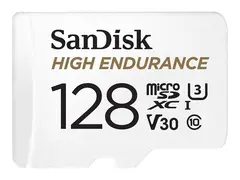 SanDisk High Endurance - Flashminnekort (microSDXC til SD-adapter inkludert) 128 GB - Video Class V30 / UHS-I U3 / Class10 - microSDXC UHS-I