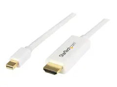 StarTech.com Mini DisplayPort to HDMI Converter Cable 6 ft (2m) - mDP to HDMI Adapter with Built-in Cable - (M / M) Ultra HD 4K (MDP2HDMM2MW) - Adapterkabel - Mini DisplayPort hann til HDMI hann - 2 m - hvit - 4K-st&#248;tte