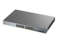 Zyxel GS1350-26HP - Switch - smart - 24 x 10/100/1000 (PoE+) + 2 x kombo Gigabit SFP (opplink) stasjon&#230;r, rackmonterbar - PoE+ (375 W)