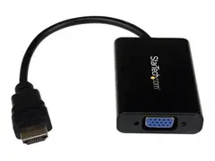 StarTech.com HDMI to VGA Video Adapter Converter with Audio for Desktop PC / Laptop / Ultrabook 1920x1080 - Video adapter - HDMI hann til HD-15 (VGA), minijakk, Micro-USB type B hunn - 25 cm - svart - 1080p-st&#248;tte, aktiv - for P/N: DK30CH2DEP, DK30CH2DEPUE, MST30C2DPPD