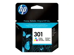 HP 301 - 3 ml - farge (cyan, magenta, gul) original - blekkpatron - for HP DeskJet 1000, 1010, 1050 AiO, 1050A AiO, 1510 AiO, 2000, 2050 AiO, 2050A AiO, 2510 AiO, 2540 AiO, 3000, 3050 AiO, 3050A eAiO, 3510 eAiO series, HP ENVY 4500 eAiO, 5530 eAiO series, HP OfficeJet 2620 AiO, 4630 eAiO series